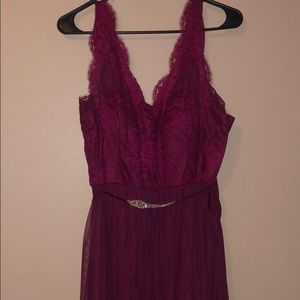 Bridesmaid BHLDN hiterto in black cherry